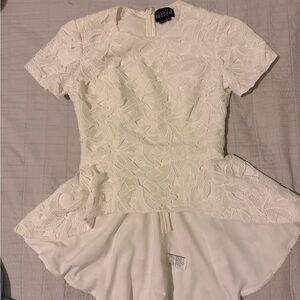 Sachin + Babi White Lace Peplum Top